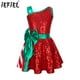 thumbnail image 2 of Vestido de patinaje con tutú de Ballet y lazo a rayas para niña, disfraz de Navidad con lentejuelas para fiesta de Navidad, señora Santa Claus, bastón de caramelo, gimnasia, 2 of 5