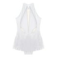 thumbnail image 6 of inlzdz Kids Girls Gymnastics Leotard Lyrical Dancewear Shiny Rhinestone Latin Jazz Ballet Dance White 14, 6 of 7