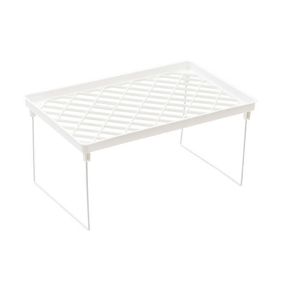 White Wire Stacking Cabinet Shelf Stackable Foldable Space Saving Shelf Stand