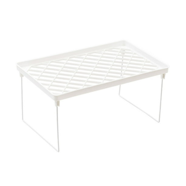 White Wire Stacking Cabinet Shelf Stackable Foldable Space Saving Shelf ...