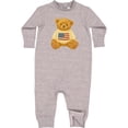 thumbnail image 2 of Inktastic Vintage Patriotic Bear with American Flag Sweater Baby Fleece Romper, 2 of 4