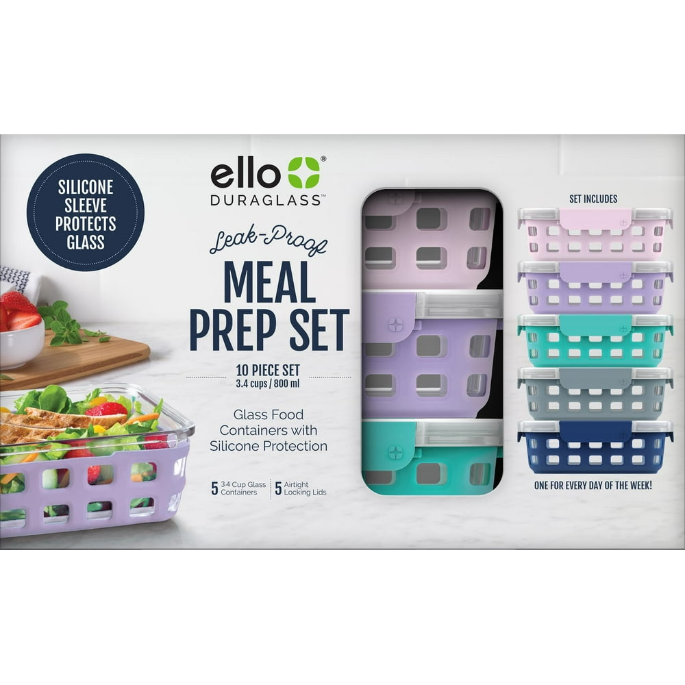 Ello 10PC Glass Food Storage Meal Prep Container, 3.4 Cup