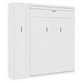 thumbnail image 6 of Queen Size Murphy Bed with Shelves and Wardrobe, Space Saving Wall Bed Cabinet with LED Lights, Foldable Platform Bed Frame for Small Apartments, White, 6 of 8