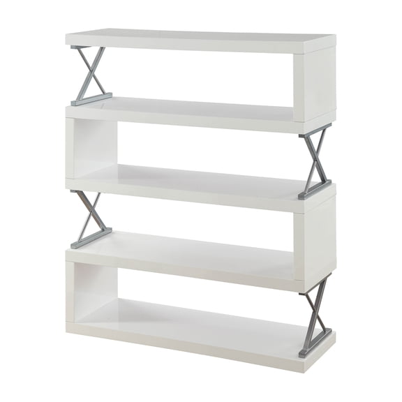Furniture of America Milo 5-Tier Bookcase, Glossy White