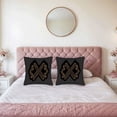 thumbnail image 2 of Set of 2 18x18in Throw Pillow Covers with Modern Black Background and Intricate Golden - Orange Geometric Design for Couch Bed Car, 2 of 8