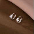 thumbnail image 2 of 925 Sterling Silver CZ Love Hoop Earrings for Women Teens Small Heart Huggie Earrings, 2 of 11