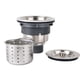 thumbnail image 1 of Elegante desagüe para fregadero de cocina, conjunto de desagüe de acero inoxidable que ofrece un elegante acabado en níquel cepillado, colador de canasta profundo que promueve un flujo de agua, 1 of 4