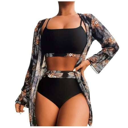 MSJUHEG Swimsuit Women Swimsuit Cover Up For Women Bikini Tops Removable Cup Nylon Spandex Removable Self-Tie Adjustable And Removable Square Neck Beach Cover Ups For Women Black M