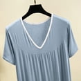 thumbnail image 6 of Kureaily Women's Summer V Neck Short Sleeve Nightgown Casual Sleepshirt Loungewear Comfortable Sleepwear For Home Basic Solid Color Soft Pajamas Dress, 6 of 6