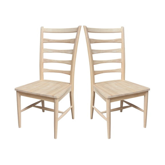 International Concepts Set of Two Solid Wood Haven Dining Chairs, Unfinished