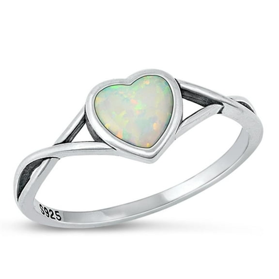 CHOOSE YOUR COLOR White Simulated Opal Wholesale Infinity Heart Ring 925 Sterling Silver Band CZ Female Size 10