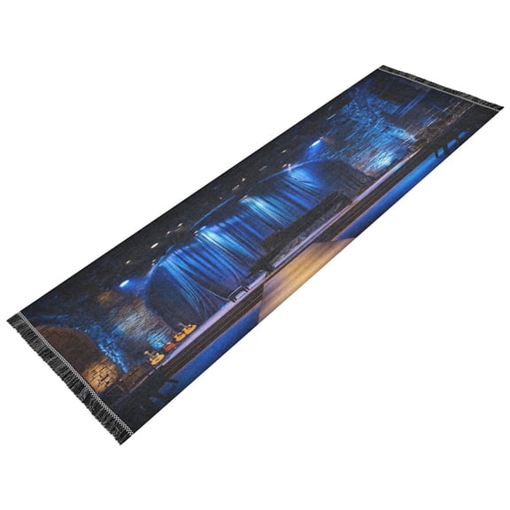 Vintage Modern Runner Rug,Non Slip Machine Washable 72"x23.5" Polyester Material Pet-Friendly Durable,Applicable to Entryway Rug Living Room Rug The Blue Curtain