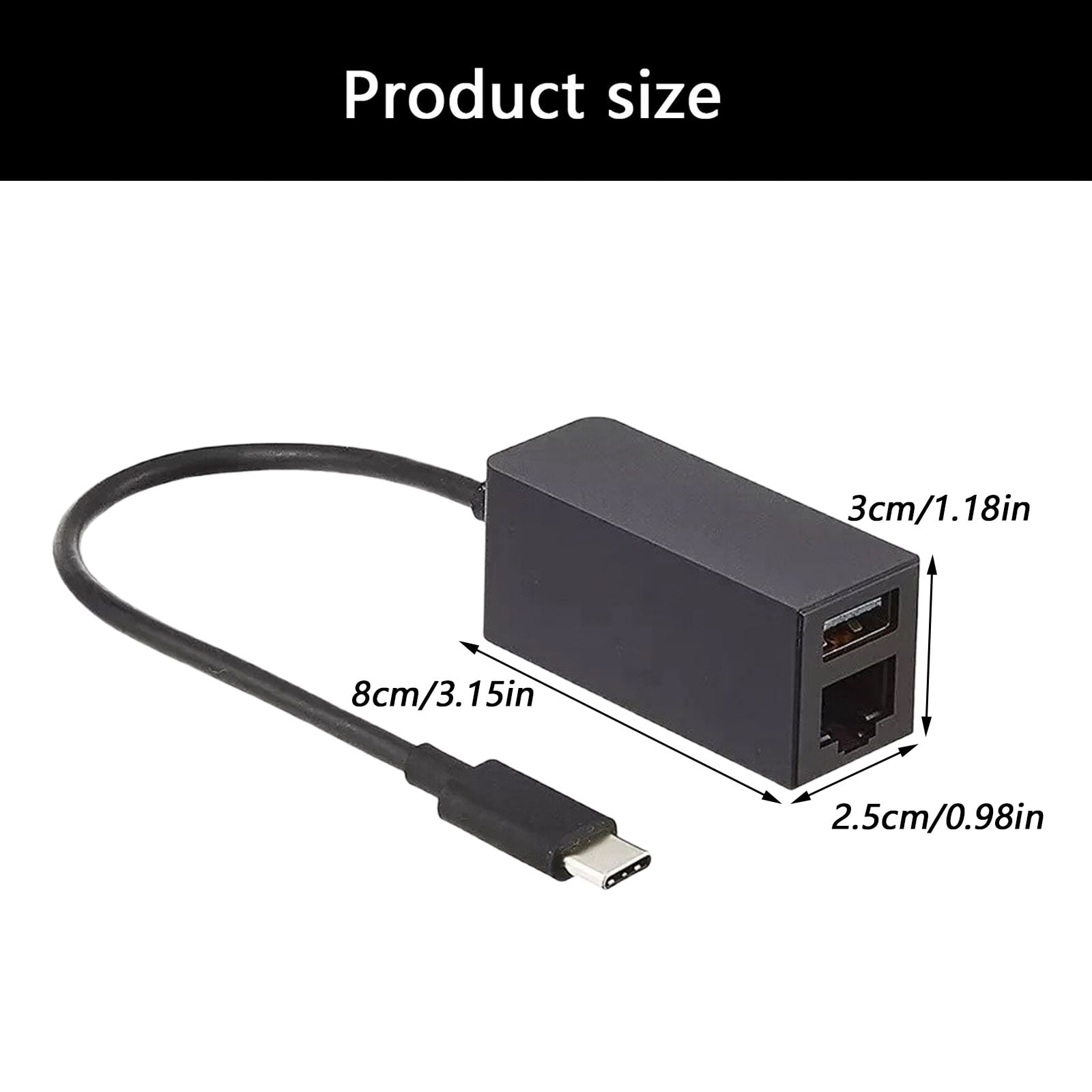 Double Function USB Type C Adapter Combines Gigabit Ethernet RJ45 and 5Gbps USB3.0 for Travel