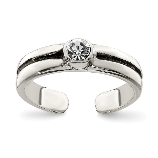 925 Sterling Silver Cubic Zirconia Cz Vintage Réglable Orteil Anneau Ouvert Midi