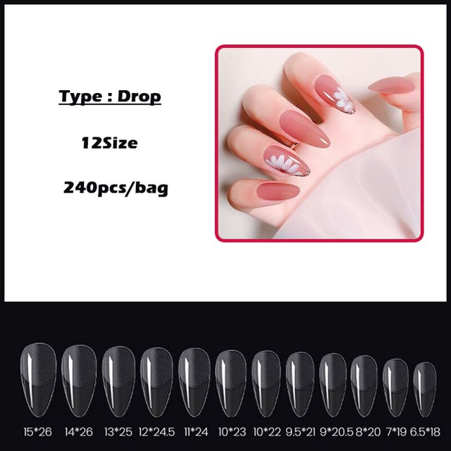 240 Uds Gel X punta de uñas postizas prensa en el sistema de extensión acrílico cubierta completa ataúd esculpido uñas postizas cápsula americana arte Tan Jianjun unisex