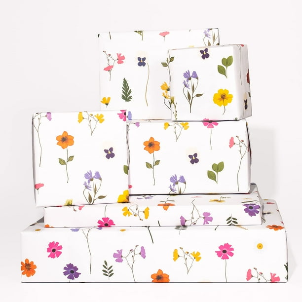 Papel de regalo CENTRAL 23 flores rosas, 6 hojas, 69 x 48 cm