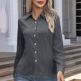 thumbnail image 6 of tarylea Business Casual Tops for Women Plus Size Shirts Turn down Collar Button down Tops Solid Color Fitted Tops Basic Office Shirts, 6 of 8