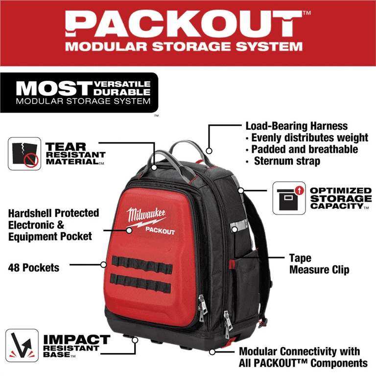 Milwaukee PACKOUT Tool Backpack - 48-Pocket Bag for Tool Milwaukee PACKOUT Tool Backpack - 48-Pocket Bag for Tool