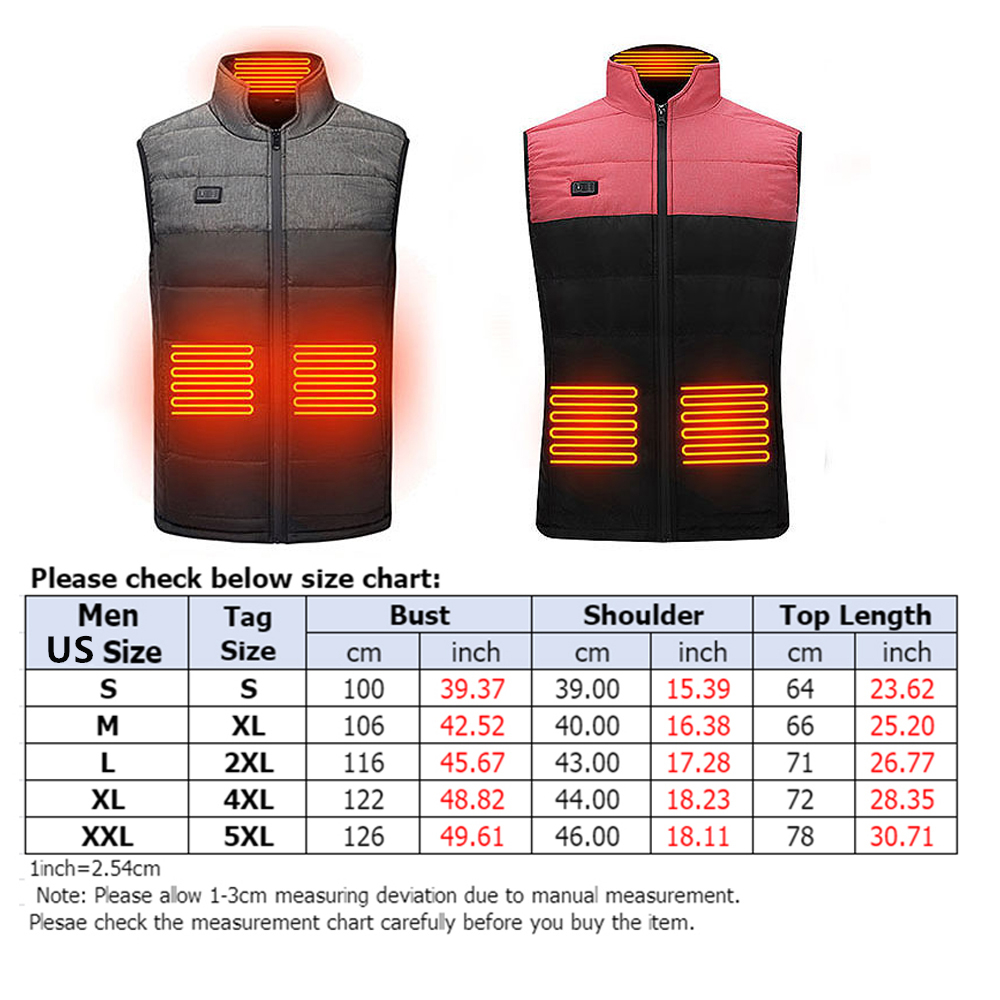 Men's Washable Heated Jacket Heating Coat Couple Thermal Winter Vest Warm Up Windproof For Outdoor Sports Double Button S-3XL - image 2 of 11