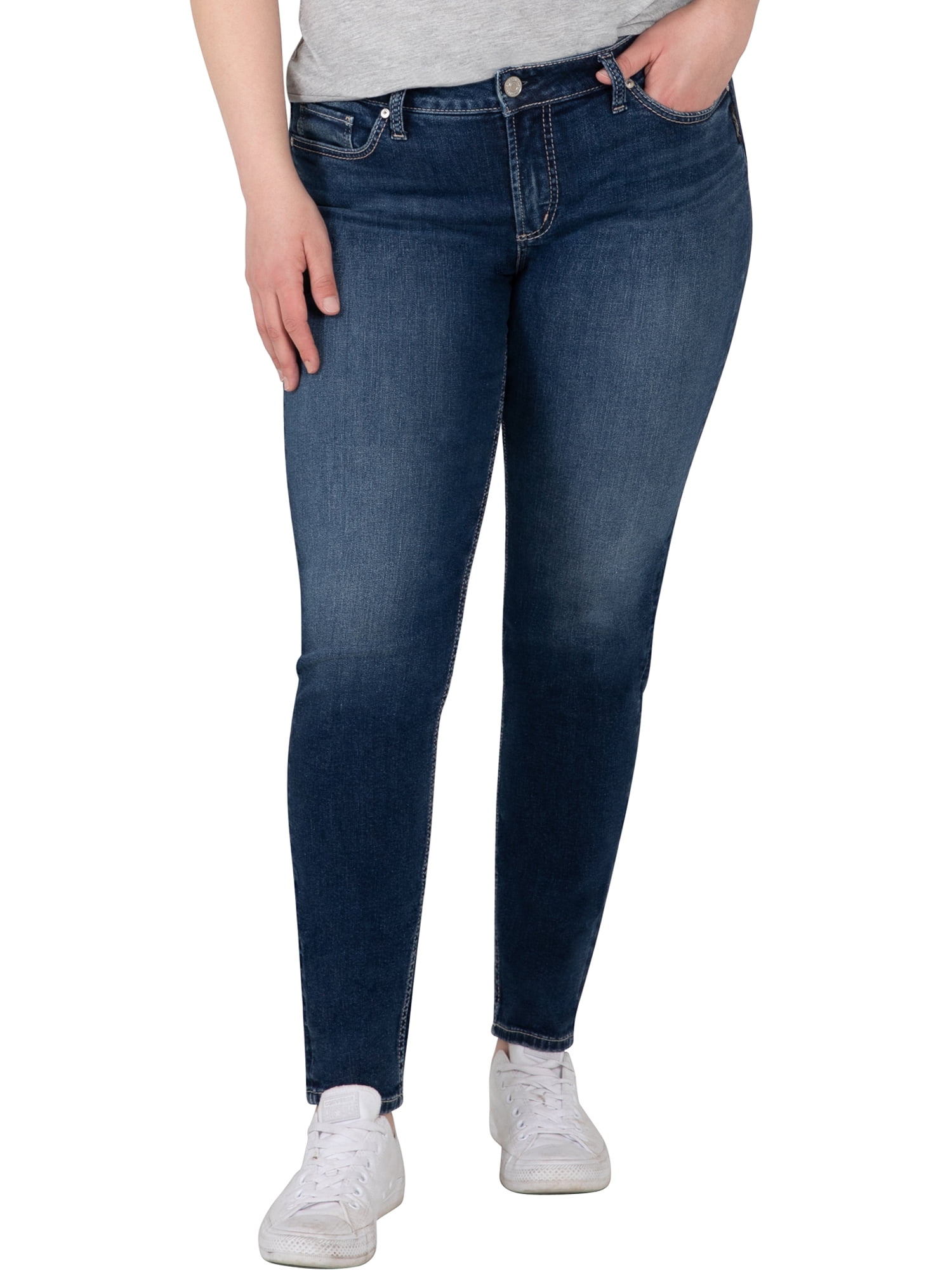 Silver Jeans Co. Women's Plus Size Elyse Mid Rise Skinny Jeans - Walmart.com