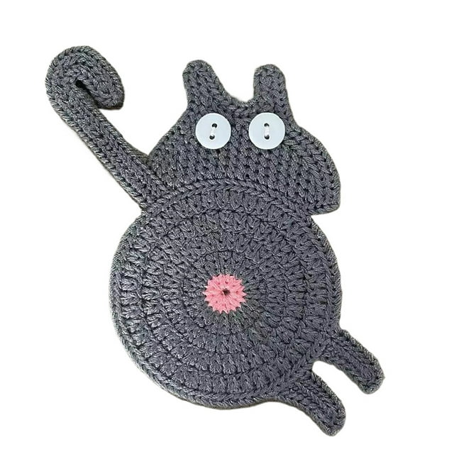 Cateissary Posavasos bonitos con forma de trasero de gatito, aislantes, seguros y apilables para cafeterías y restaurantes. Mostrada gris