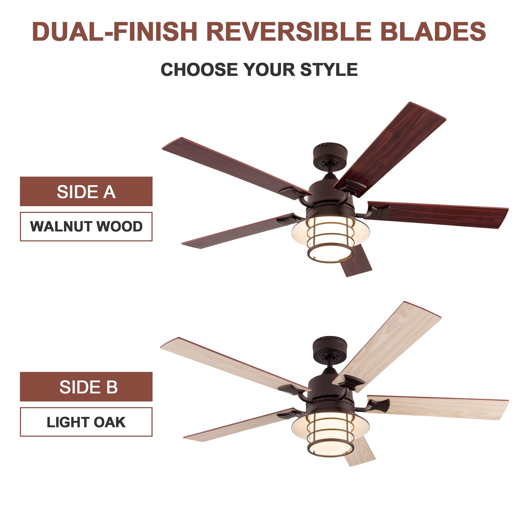 Simpol 52in Oli Rubbed Bronze Farmhouse LED Ceiling Fan