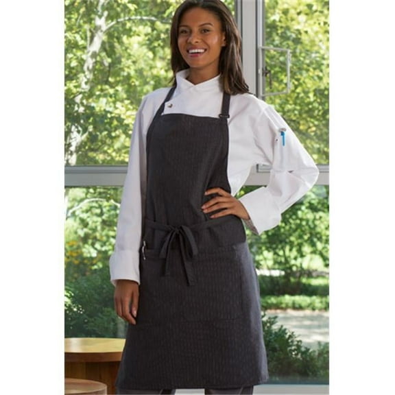 Vtex 3018-7100 Adjustable Butcher Apron, Black & Red Pinstripe
