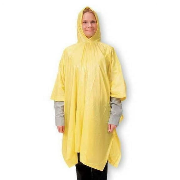 Rain Poncho w/Hood,Ylw,Universal 1EJY3
