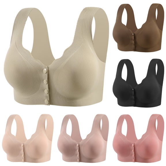 Bixock Plus Size Bra for Women Push Up Bra Wireless Tank Bra Front Closure Lift Support Wide Straps Breathable Everyday Casual Comfortable Women Under Wear