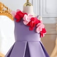 thumbnail image 5 of AINIYS Girls Short Sleeve Tulle Dress With Crew Neck And Hidden Back Zipper Bow Accent For Princess Party And Pageant Purple 100, 5 of 5