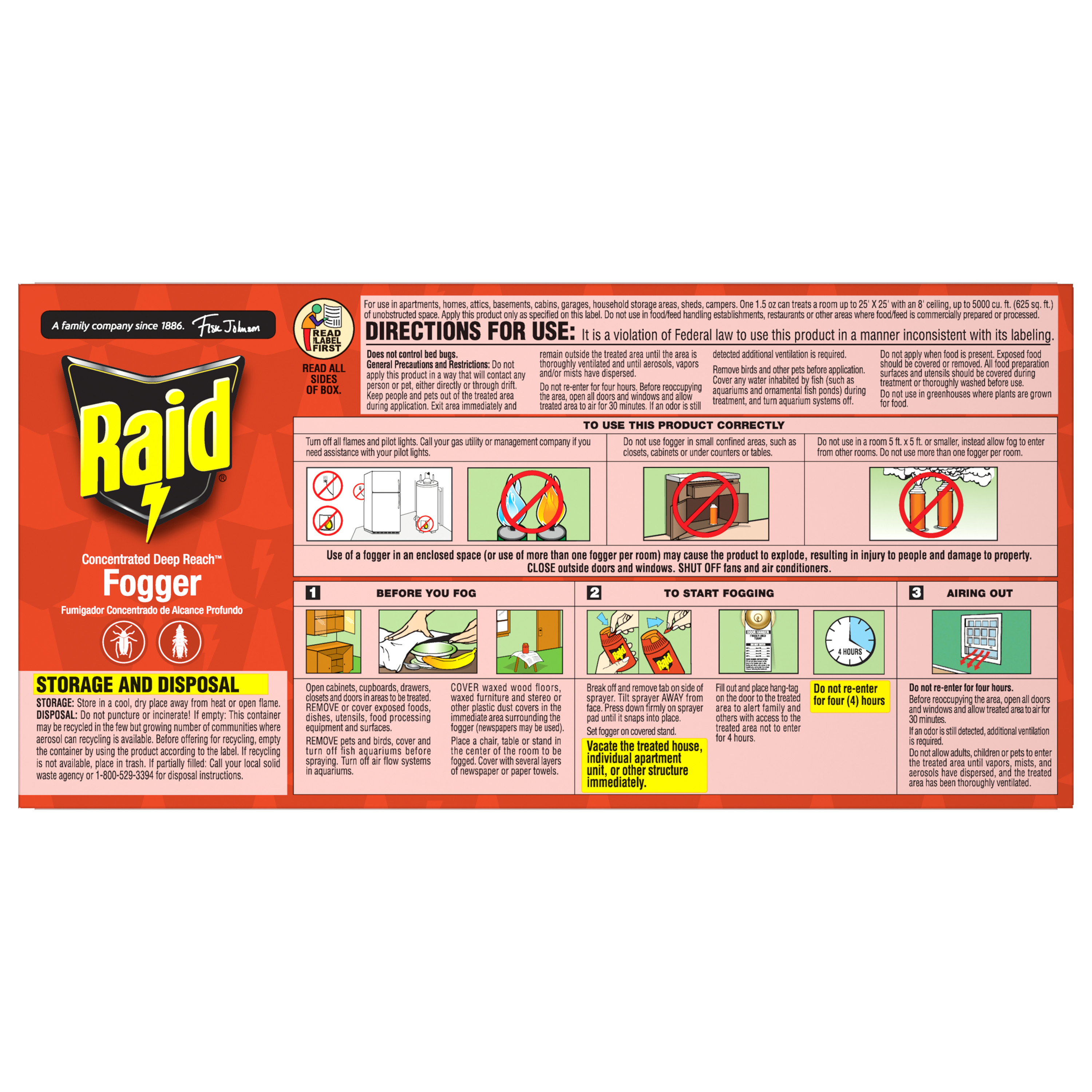 Raid® Concentrated Deep Reach Fogger for Fleas & Roaches, 1.5 fl oz, 4 Cans - image 3 of 9