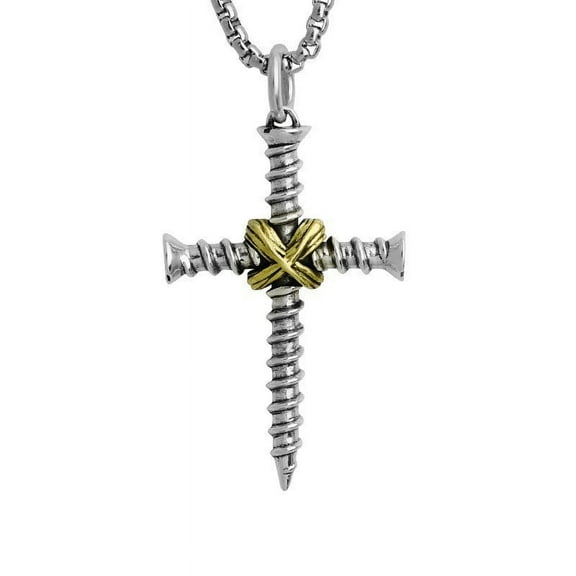 Nail Cross Necklace for Men Women Punk Cross Pendant Necklace Charm Stainless Steel Chain Necklace Jesus Cross Pendant Christian Jewelry Gifts