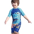 thumbnail image 7 of Rash Guard for Boys Toddler Baby Boys Dinosaur Crocodile Prints One Piece Swimsuit with Swim Cap Quick Dry Surf Suit Upf 50+ Toddler Swimsuit Sky Blue 5 Years-6 Years, 7 of 7