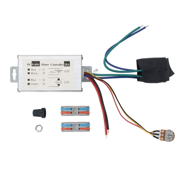 DC 9V-60V 20A 1200W PWM DC Motor Speed Controller with CW/CCW Switch, Variable Speed Regulator for Fans, Fireplace Blowers, DIY Projects - Easy Install with Built-in Mounting Holes & Wire Connectors