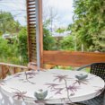 thumbnail image 2 of Ambesonne Flowers Fitted Round Tablecloth, Innocent Leaves Exotic Art, 45"- 56" Diameter, Almond Lilac and Grey Teal, 2 of 5