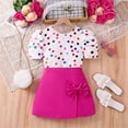thumbnail image 3 of MHZLDYZ Kids Summer Clothes Girl's Middle And Older Colorful Polka Dot Short Sleeve Top Short Sleeve Shirt Dress Pants Set Clothes for Girls 6T Girls Clothes Girls Short Sets(White,140), 3 of 6