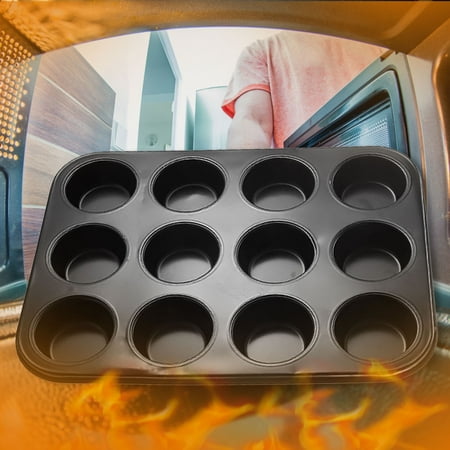 

EIALIVE Baking Mold Pan 12 Saf Non Cup Cupcake Baking Dishwasher Stick Microwave Steel Cake Mould