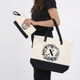 thumbnail image 5 of HIFA Initial Tote Bag for Women, Personalized Canvas Tote Bag - Two-Tone, Zipper Closure, Inner Pocket, Organic Cotton, Sturdy - Multipurpose Shoulder Bag Suitable for Shopping, Grocery, Beach, Travel, 5 of 5