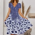 thumbnail image 2 of QIPOPIQ Robe Maxi Élégante pour Femme à Manches Courtes, Imprimé Floral, Col en V, Robe d'Été, Robes à Empiècements en Dentelle, Robe Tendance à Jupe Longue, Offres 2023, 2 of 6