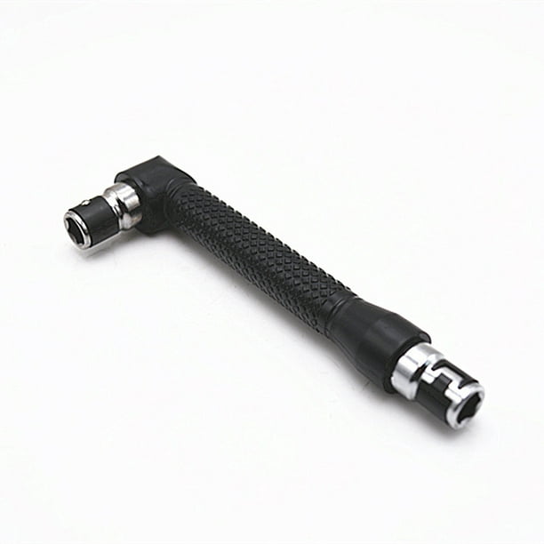 FELTECHELECTR Llave de tubo de doble cabeza en forma de L, mango extensible, destornillador hexagonal de 1/4'', adaptador de destornillador de ángulo recto de 90 grados