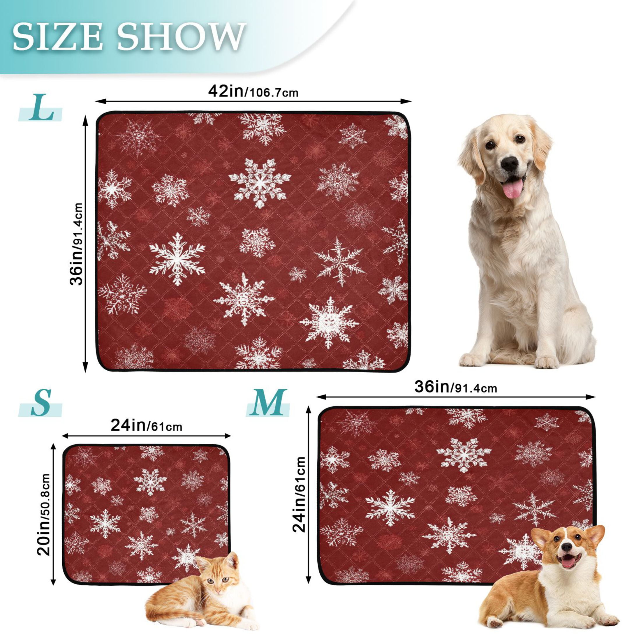 Qxltty Snowflake Pattern Cat litter Pads Pet Set of 2 Diaper Mats Center Anti-leakage Layer Absorbent Soft and Comfortable