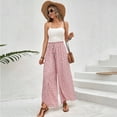 thumbnail image 2 of CIENVNSTG Floral Palazzo Boho Flowy Baggy Pants for Women Elastic High Waist Wide Leg Vacation Casual Long Lounge Trendy Trousers Pink XL, 2 of 7