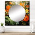thumbnail image 1 of Designart "Tropical Foliage in Orange and Green III" Tropical Square Mirror For Wall Decor - Large Orange Square Mirror Printed Wall Decor - Traditional Square Living Room Mirror, 1 of 5