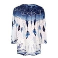 thumbnail image 3 of 3/4 Length Sleeve Womens Tops Casual Loose Fit Crewneck T Shirts Cute Floral print Three Quarter Length Tunic Tops, 3 of 6