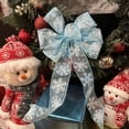 thumbnail image 5 of Sheer Snowflakes Christmas Wreath Bow - 10" Wide, 18" Long Pre-Tied Bow, Light Blue Glitter Snowflakes, Gift Basket, Winter Decoration, Front Door Decor, 5 of 5