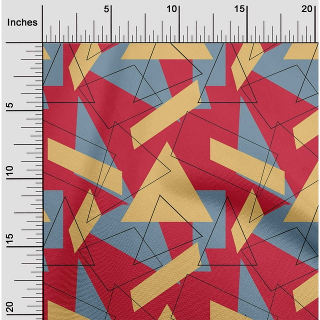 oneOone Cotton Poplin Fabric Rectangle & Triangle Geometric Print Fabric By The Yard 42 Inch Wide