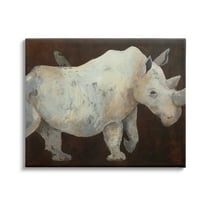 Stupell Industries Bird Perched on Rhino Contemporary Portrait Painting Canvas Wall Art, 30 x 24, Design by Roberta Dyer