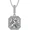 Rhodium Plated Silver, variant on Silver 7mm Center Asscher Cut Halo CZ Pendant with 22" Adjustable Box Chain (Yellow)