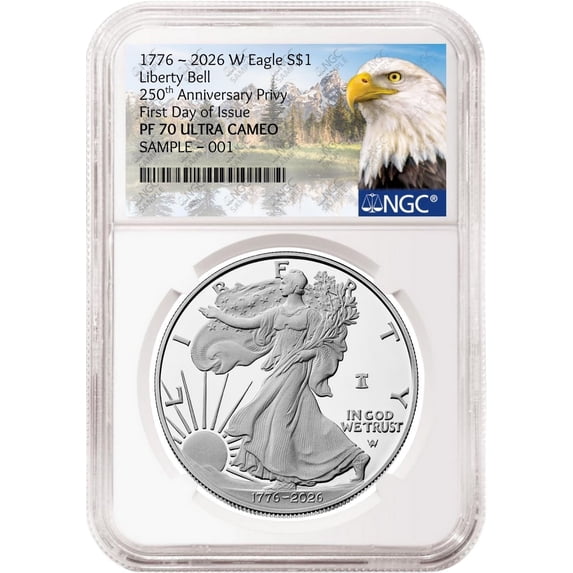 2026 W 250th Anniversary Proof Silver Eagle NGC PF 70 UC, FDOI Mtn