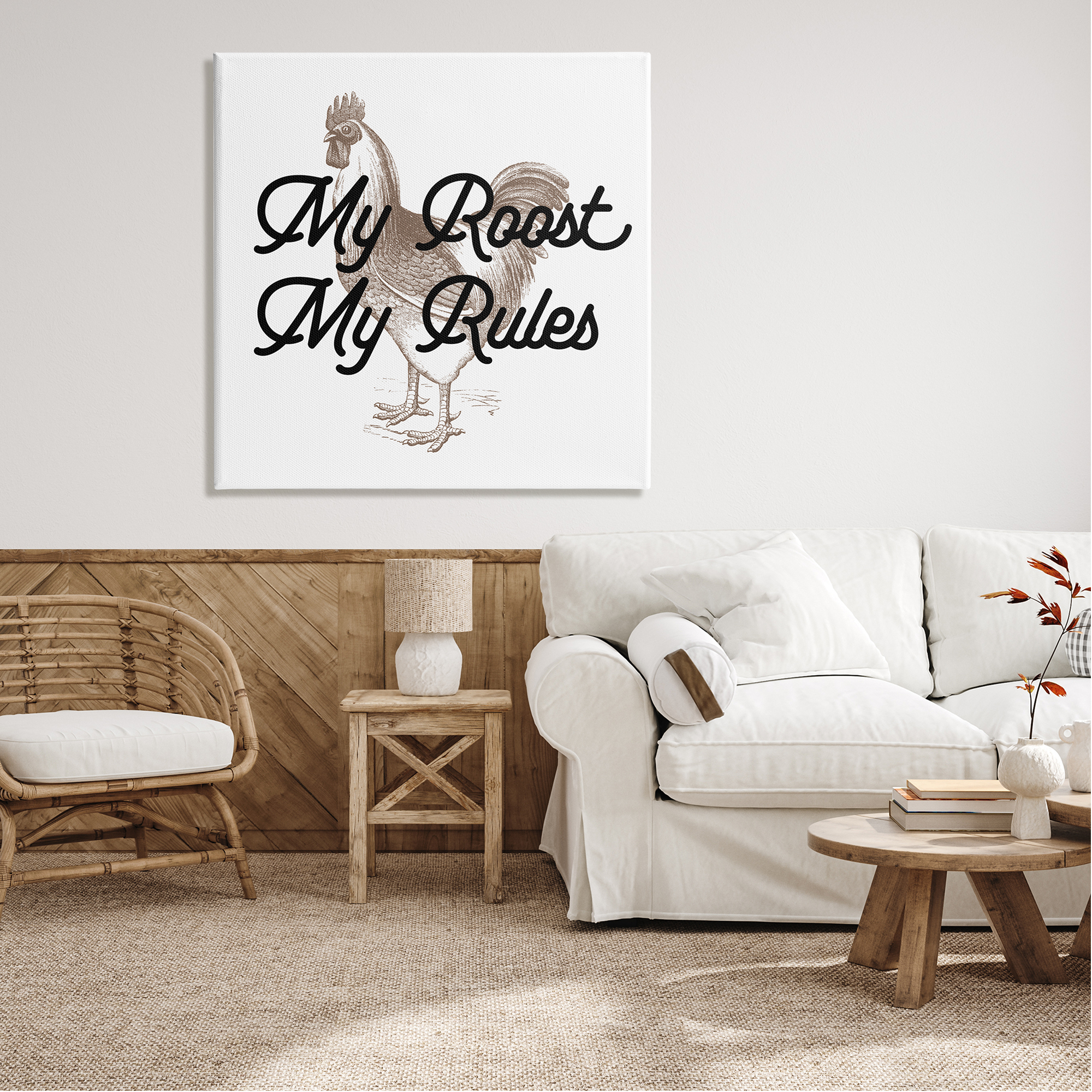 Stupell My Roost & Rules Farmhouse Humor Animals & Insects Painting Gallery Wrapped Canvas Print Wall Art